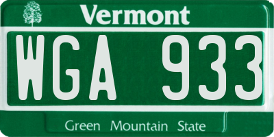 VT license plate WGA933