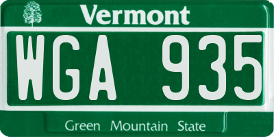 VT license plate WGA935