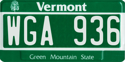 VT license plate WGA936