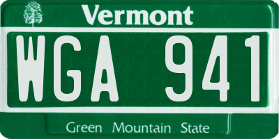 VT license plate WGA941