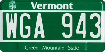 VT license plate WGA943