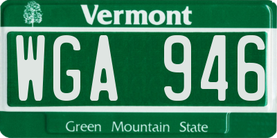 VT license plate WGA946
