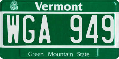 VT license plate WGA949