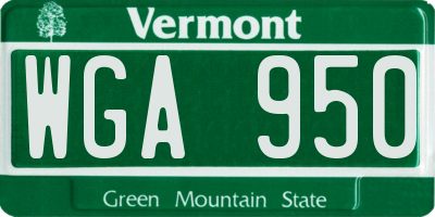VT license plate WGA950