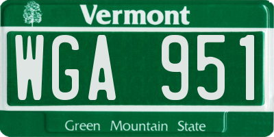 VT license plate WGA951