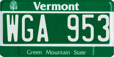 VT license plate WGA953