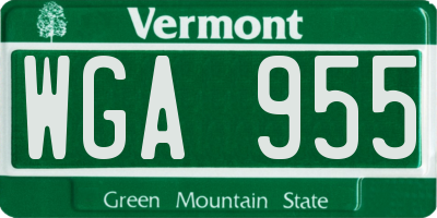 VT license plate WGA955