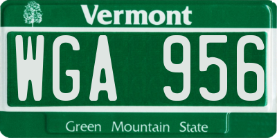 VT license plate WGA956