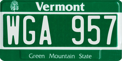 VT license plate WGA957