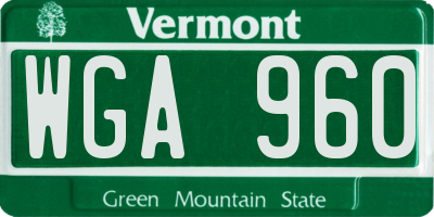 VT license plate WGA960