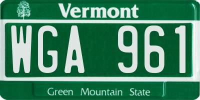 VT license plate WGA961