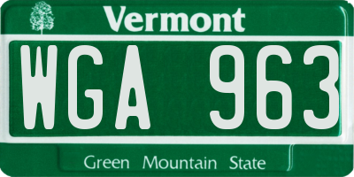 VT license plate WGA963