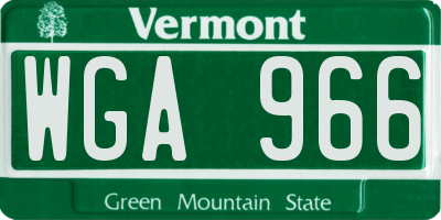 VT license plate WGA966