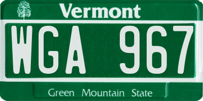 VT license plate WGA967