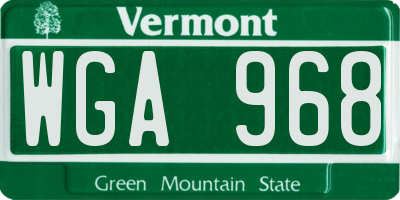 VT license plate WGA968