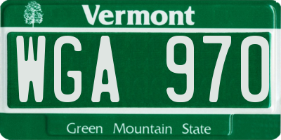 VT license plate WGA970