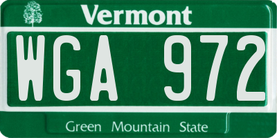 VT license plate WGA972