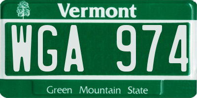 VT license plate WGA974
