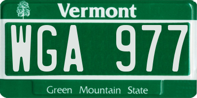 VT license plate WGA977