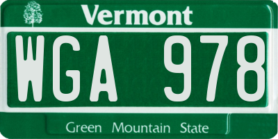 VT license plate WGA978