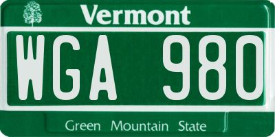 VT license plate WGA980