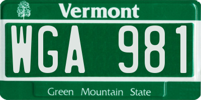 VT license plate WGA981