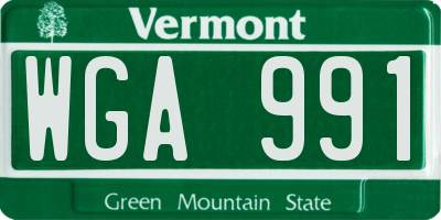 VT license plate WGA991