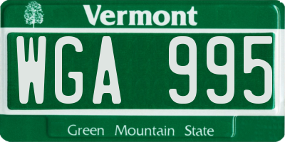 VT license plate WGA995