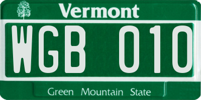 VT license plate WGB010