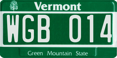 VT license plate WGB014