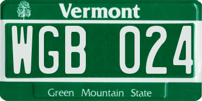 VT license plate WGB024