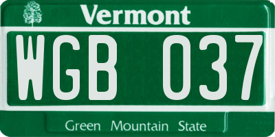 VT license plate WGB037