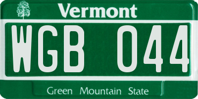 VT license plate WGB044