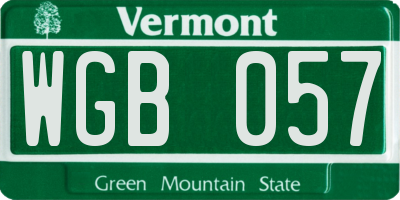 VT license plate WGB057