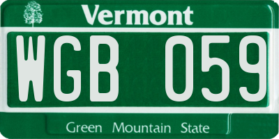 VT license plate WGB059