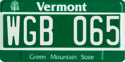 VT license plate WGB065