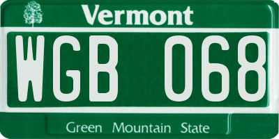 VT license plate WGB068