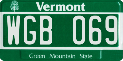 VT license plate WGB069
