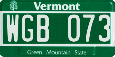 VT license plate WGB073