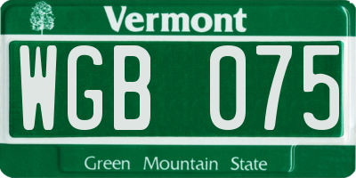 VT license plate WGB075