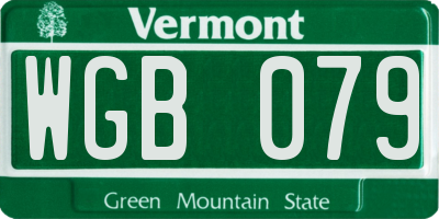 VT license plate WGB079