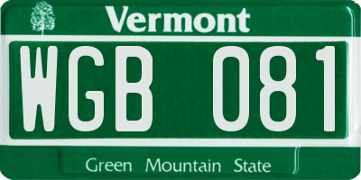 VT license plate WGB081