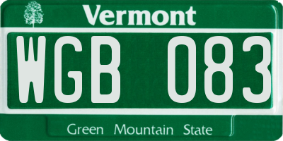 VT license plate WGB083