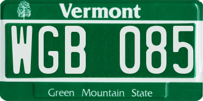 VT license plate WGB085