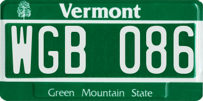 VT license plate WGB086
