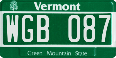 VT license plate WGB087