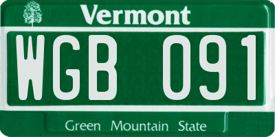 VT license plate WGB091
