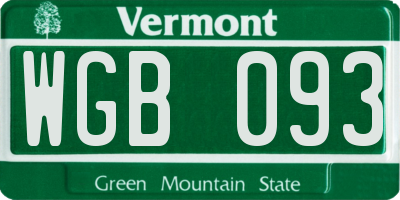 VT license plate WGB093