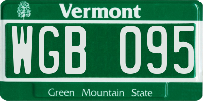 VT license plate WGB095