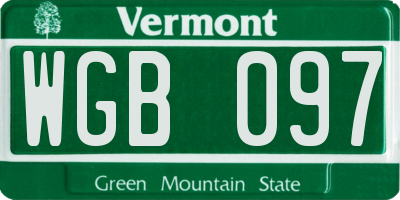 VT license plate WGB097